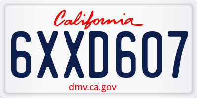 CA license plate 6XXD607