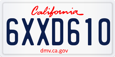 CA license plate 6XXD610