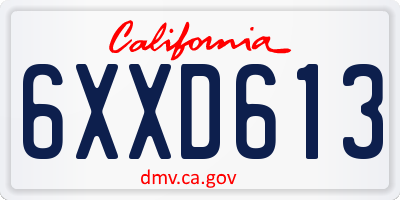 CA license plate 6XXD613