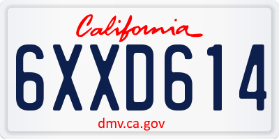 CA license plate 6XXD614
