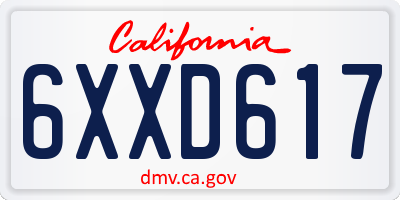 CA license plate 6XXD617