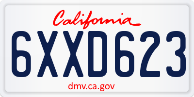 CA license plate 6XXD623
