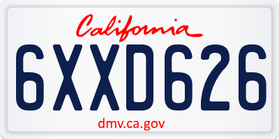 CA license plate 6XXD626