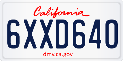 CA license plate 6XXD640
