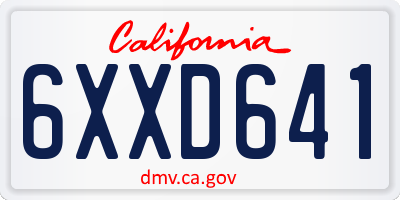 CA license plate 6XXD641