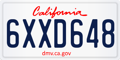 CA license plate 6XXD648