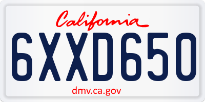 CA license plate 6XXD650