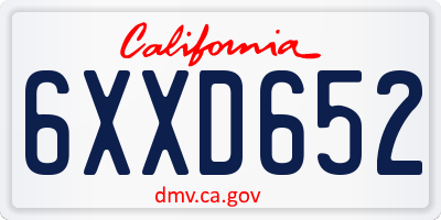 CA license plate 6XXD652