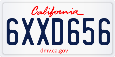 CA license plate 6XXD656