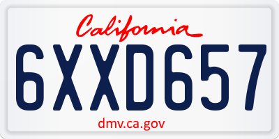 CA license plate 6XXD657