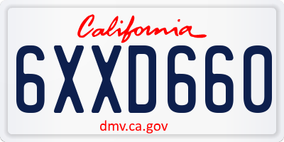 CA license plate 6XXD660