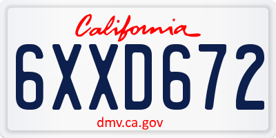 CA license plate 6XXD672
