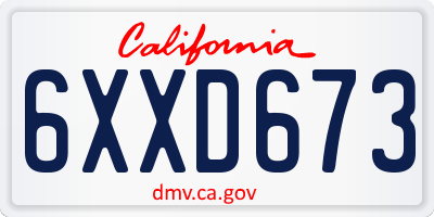 CA license plate 6XXD673