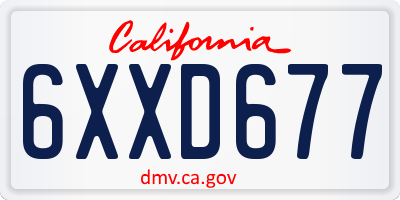 CA license plate 6XXD677