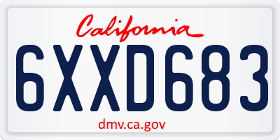 CA license plate 6XXD683
