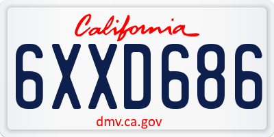 CA license plate 6XXD686