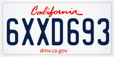 CA license plate 6XXD693