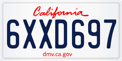 CA license plate 6XXD697