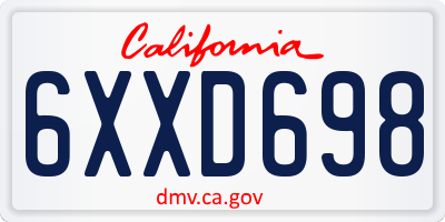 CA license plate 6XXD698