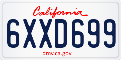 CA license plate 6XXD699