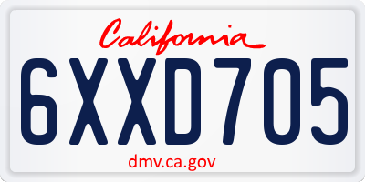 CA license plate 6XXD705