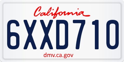 CA license plate 6XXD710