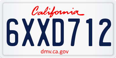 CA license plate 6XXD712