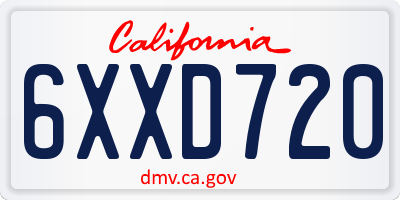 CA license plate 6XXD720