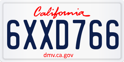 CA license plate 6XXD766