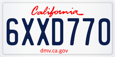 CA license plate 6XXD770