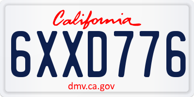 CA license plate 6XXD776