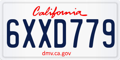 CA license plate 6XXD779
