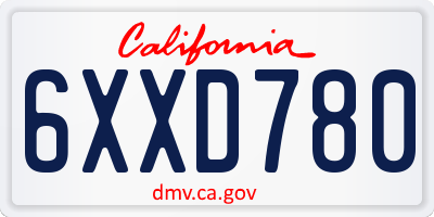 CA license plate 6XXD780