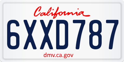 CA license plate 6XXD787