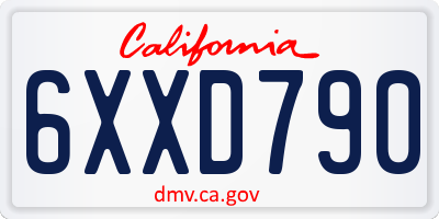 CA license plate 6XXD790