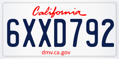 CA license plate 6XXD792