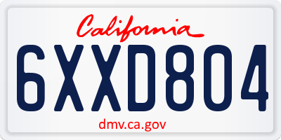CA license plate 6XXD804