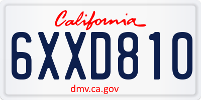 CA license plate 6XXD810