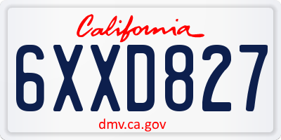 CA license plate 6XXD827