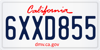 CA license plate 6XXD855