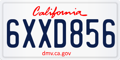 CA license plate 6XXD856