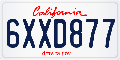 CA license plate 6XXD877
