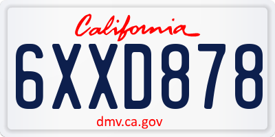 CA license plate 6XXD878