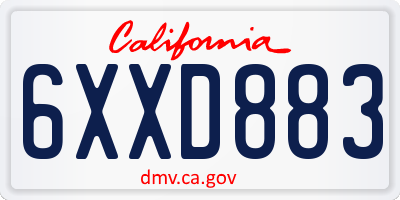 CA license plate 6XXD883
