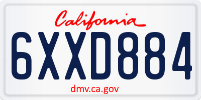 CA license plate 6XXD884