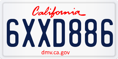 CA license plate 6XXD886