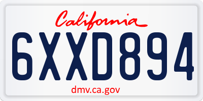 CA license plate 6XXD894