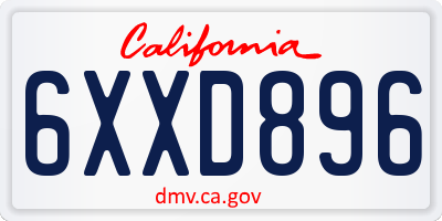 CA license plate 6XXD896