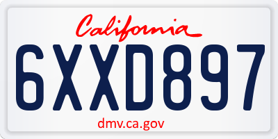 CA license plate 6XXD897