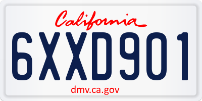 CA license plate 6XXD901